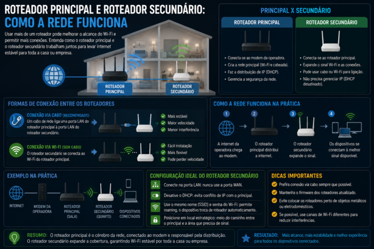 Roteador principal e roteador secundário: como a rede funciona