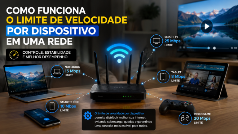 Como funciona o limite de velocidade por dispositivo em uma rede