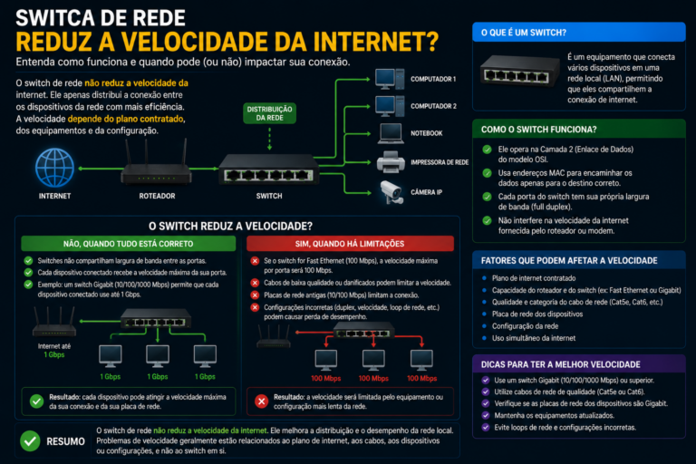Switch de rede reduz a velocidade da internet?