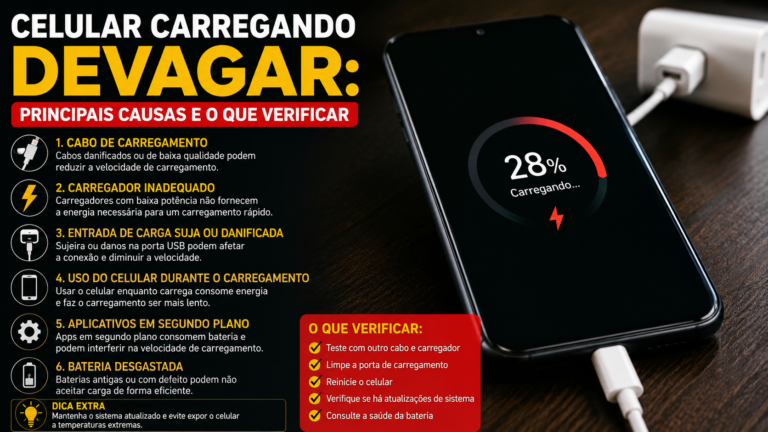 Celular carregando devagar: principais causas e o que verificar