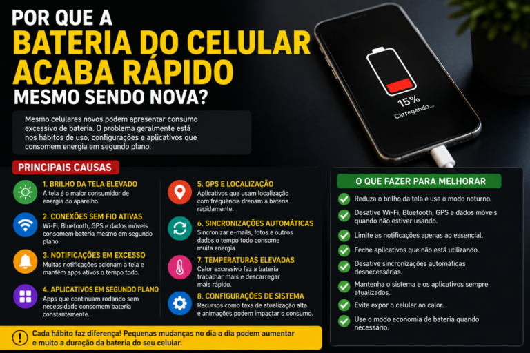 Por que a bateria do celular acaba rápido mesmo sendo nova