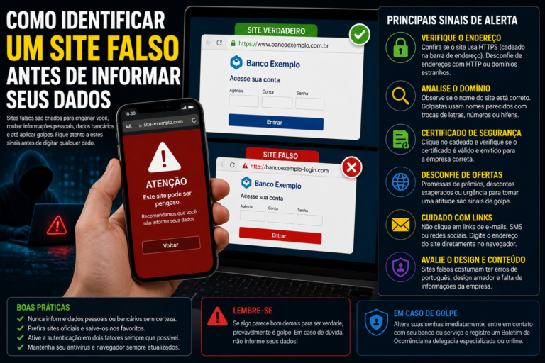 Como identificar um site falso antes de informar seus dados