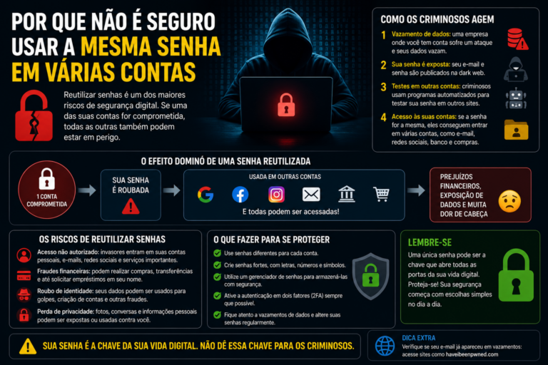 Por que não é seguro usar a mesma senha em várias contas