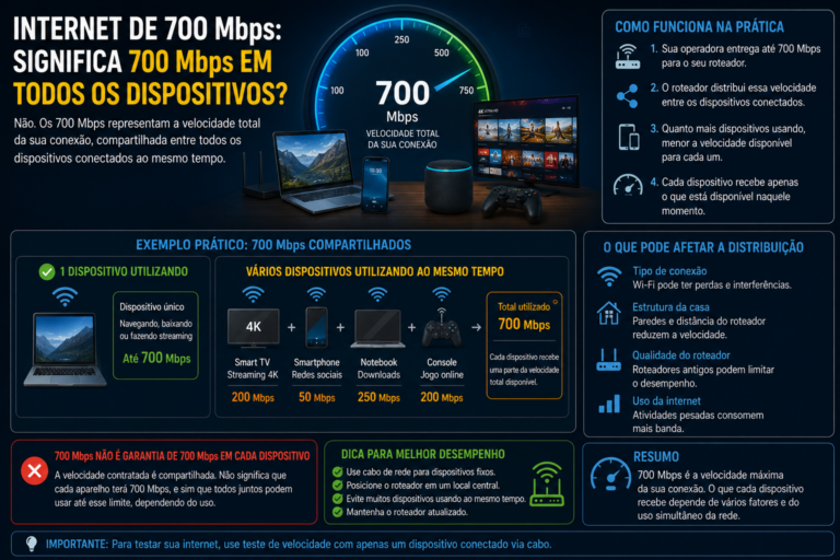 Internet de 700 Mbps significa 700 Mbps em todos os dispositivos?