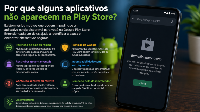 Por que alguns aplicativos não aparecem na Play Store