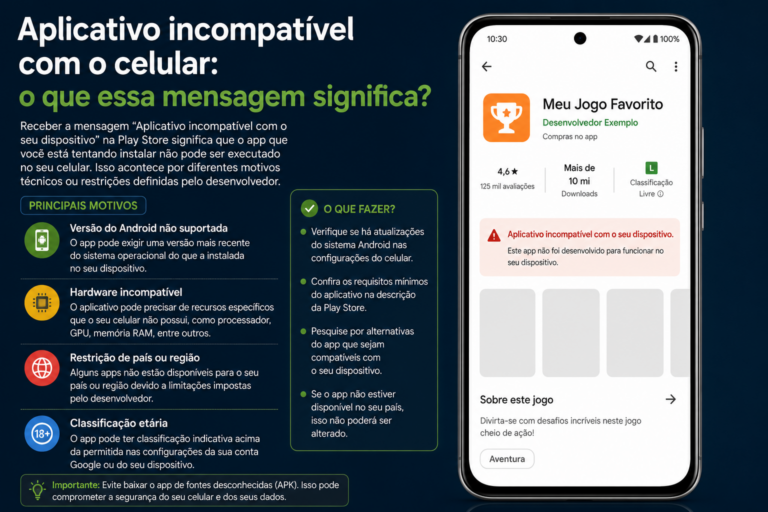 Aplicativo incompatível com o celular: o que essa mensagem significa