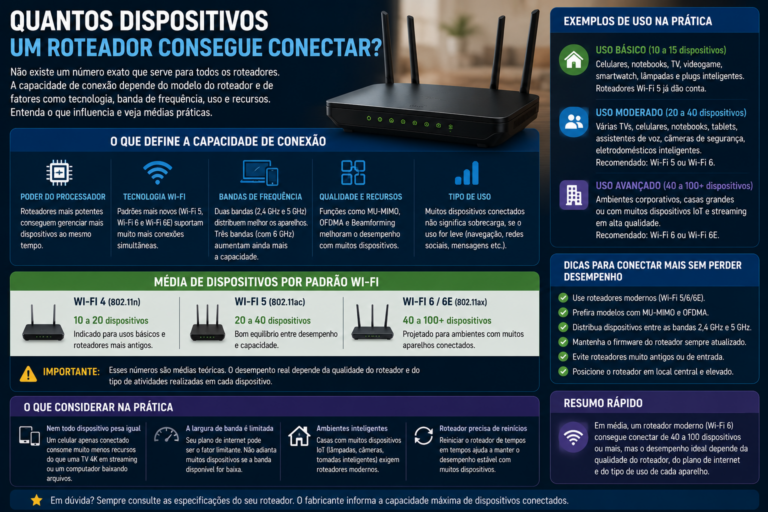 Quantos dispositivos um roteador consegue conectar