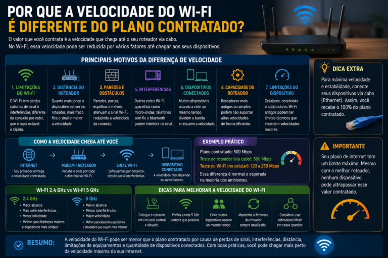 Por que a velocidade do Wi-Fi é diferente do plano contratado