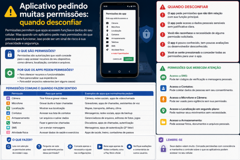Aplicativo pedindo muitas permissões: quando desconfiar