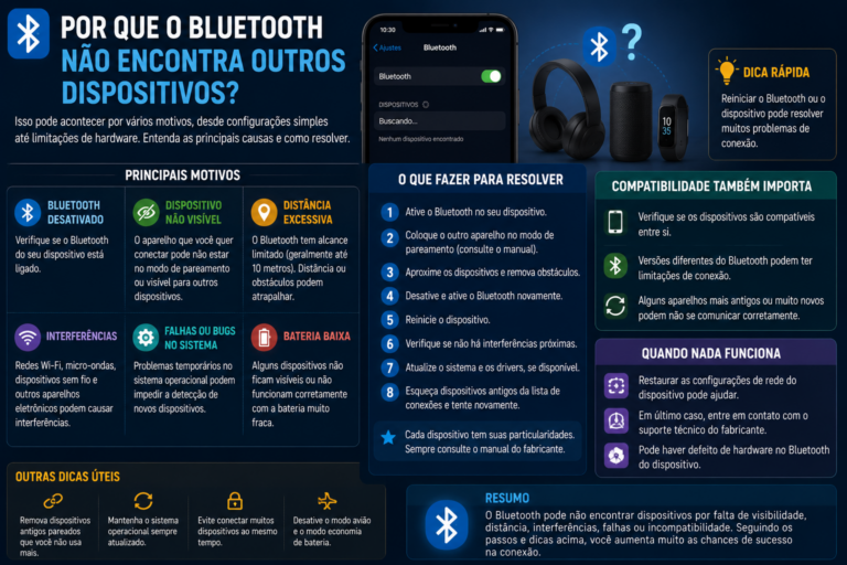 Por que o Bluetooth não encontra outros dispositivos