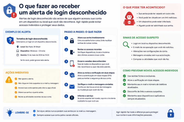 O que fazer ao receber um alerta de login desconhecido
