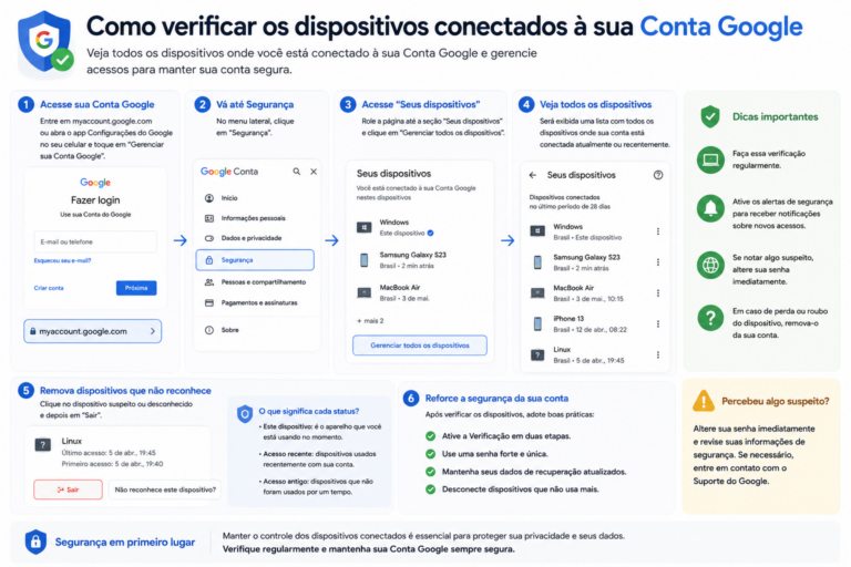 Como verificar os dispositivos conectados à sua Conta Google