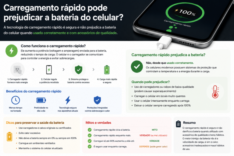 Carregamento rápido pode prejudicar a bateria do celular?