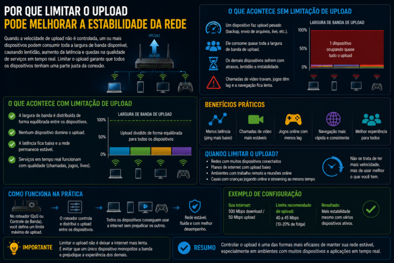 Por que limitar o upload pode melhorar a estabilidade da rede