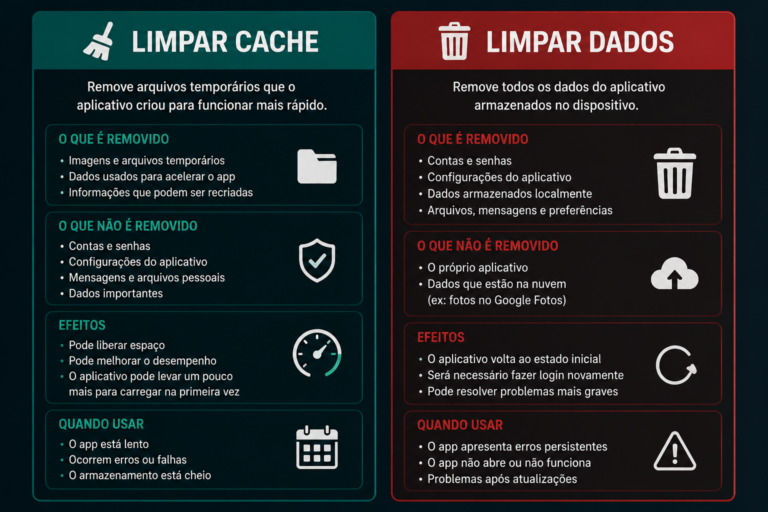 Limpar dados e limpar cache: entenda a diferença