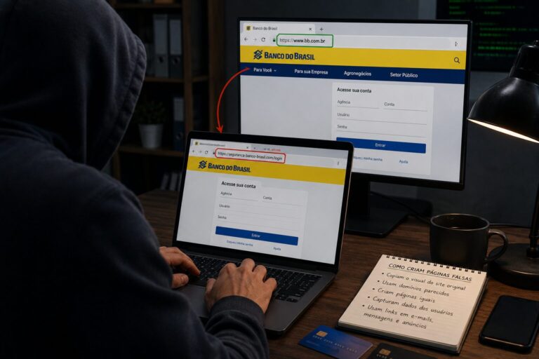 Como os criminosos tentam copiar páginas de sites conhecidos