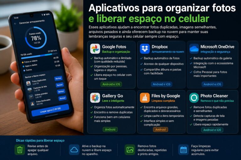 Aplicativos para organizar fotos e liberar espaço no celular