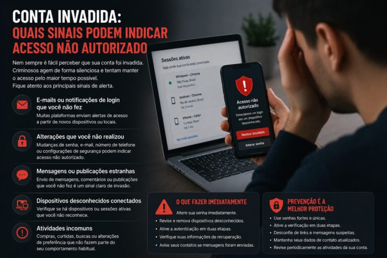 Conta invadida: quais sinais podem indicar acesso não autorizado