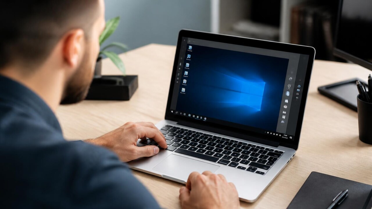 Pessoa controlando um computador remoto a partir de um laptop
