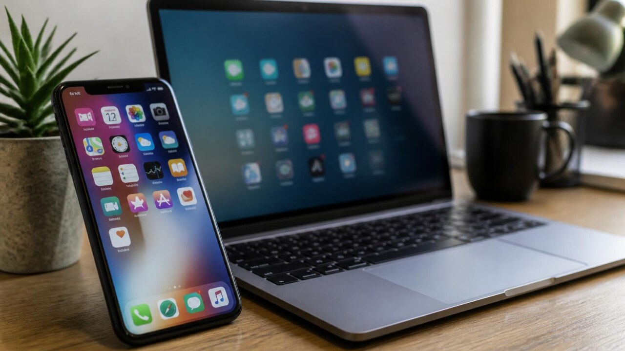 Pessoa segurando smartphone com tela de aplicativos, simbolizando organização digital
