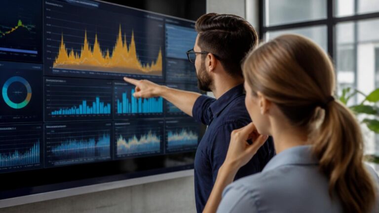 Painel digital com gráfico de consumo de energia em tempo real
