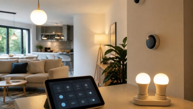 Diversos dispositivos inteligentes conectados em casa controlados por um painel central