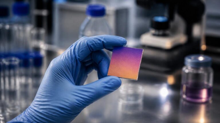 Superfície tecnológica com mudança de cor e iluminação representando materiais inteligentes